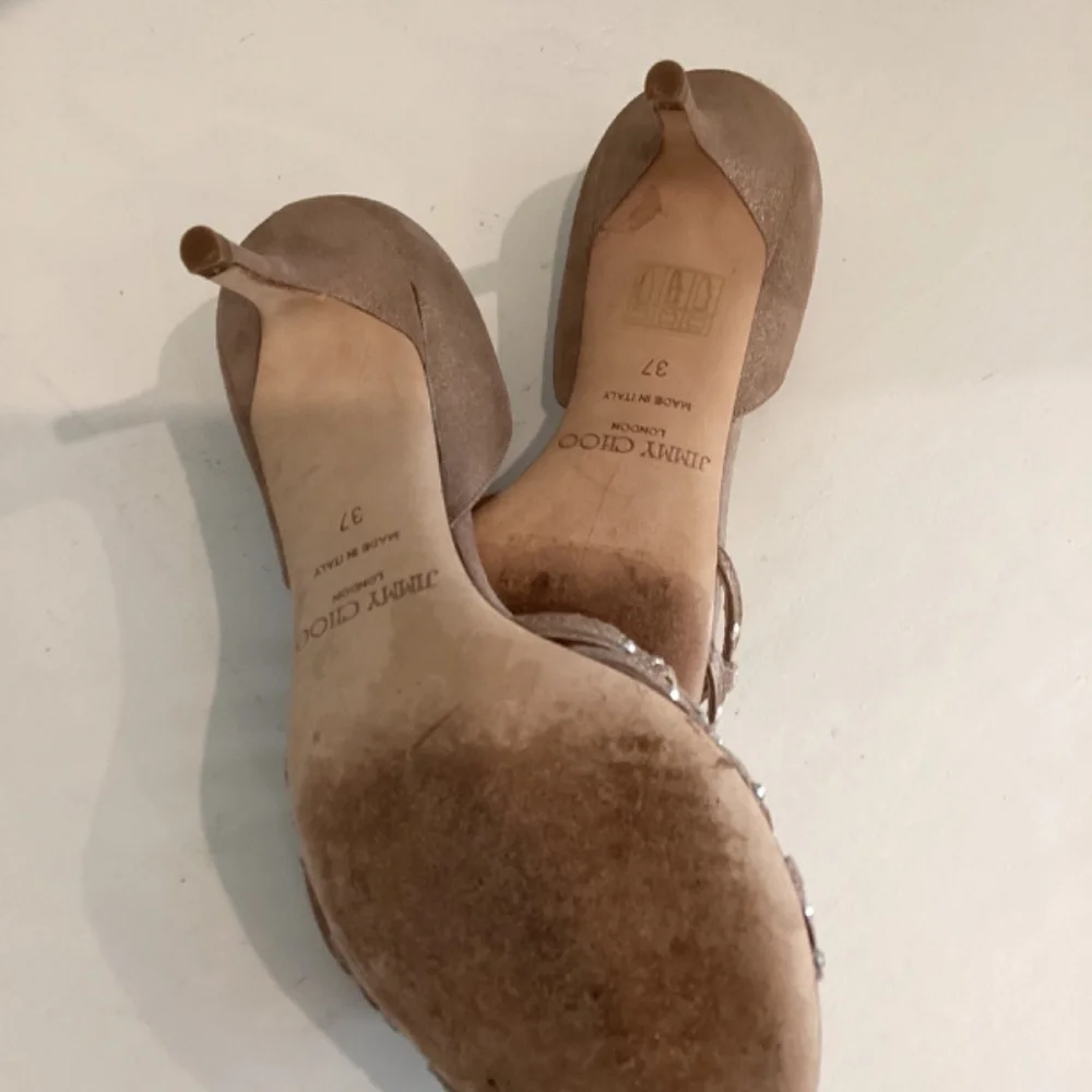 Jimmy Choo Suede Crystal Embellishment Slides Heels Sandals Shoes 37 7